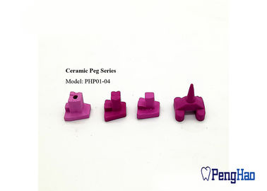 Pink Color Ceramic Firing Pegs , Hole Shape Single Pointed Teeth Burning Rack