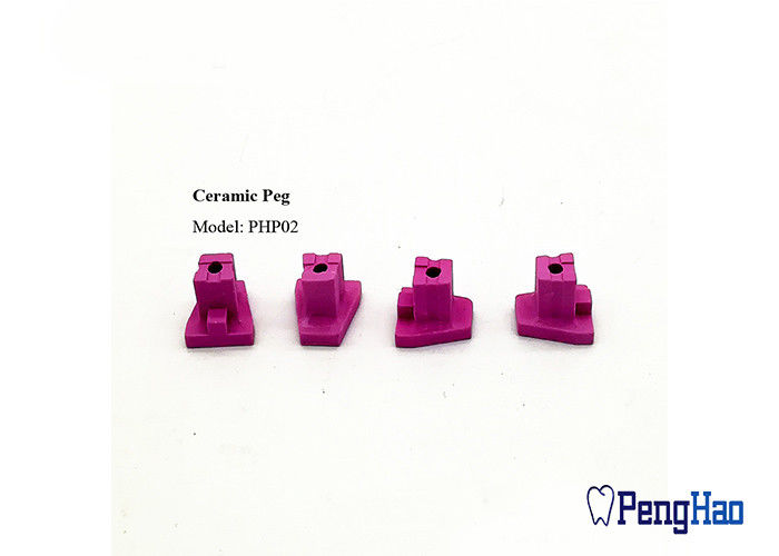 Pink Color Ceramic Firing Pegs , Hole Shape Single Pointed Teeth Burning Rack